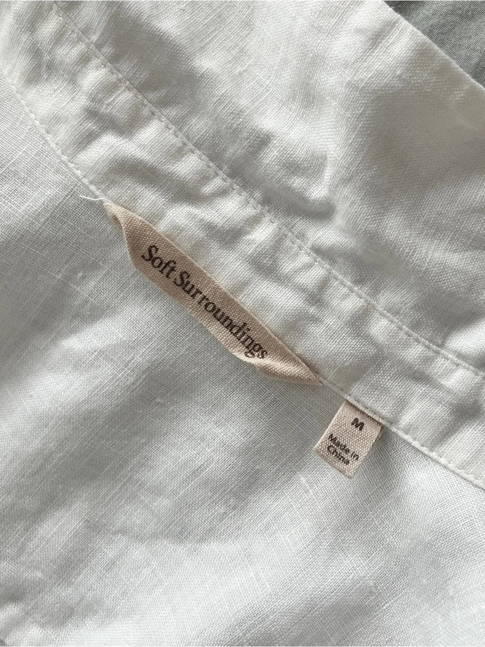 Soft Surroundings White Cotton Linen Button-Front Big Shirt (M) - Picture 7 of 11